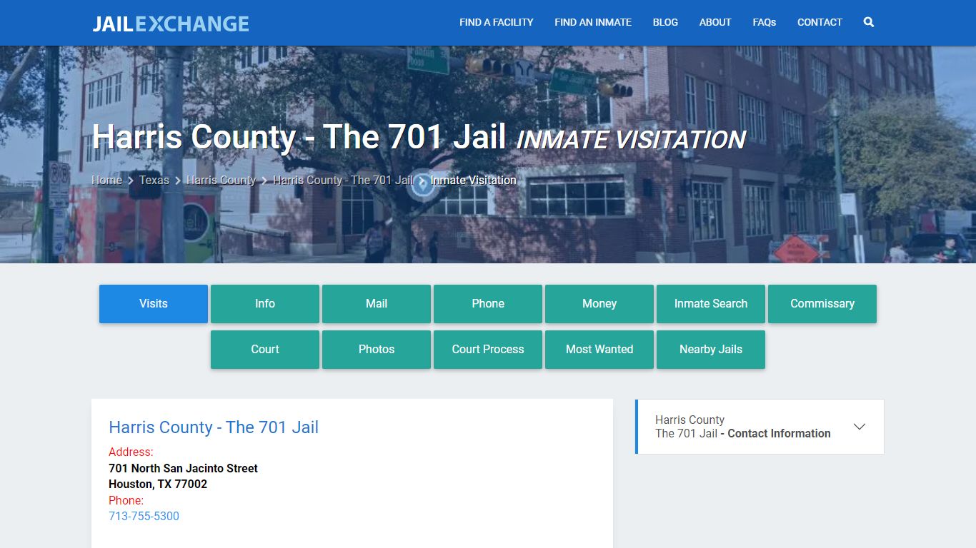 Inmate Visitation - Harris County - The 701 Jail, TX - Jail Exchange